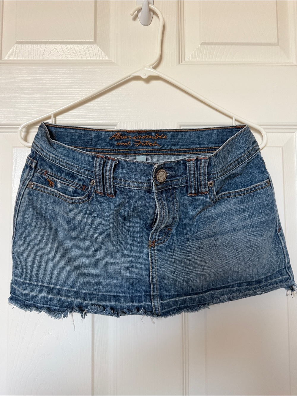 Abercrombie & Fitch Distressed Blue Denim Mini Skirt